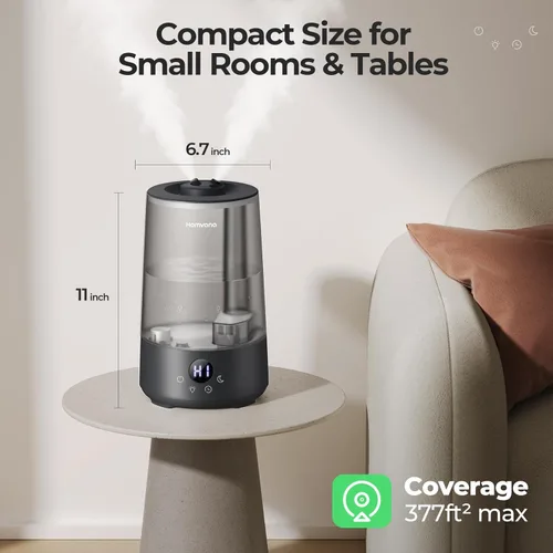Miniatura 8 de Homvana Humidificadores para dormitorio y hogar, 3.6 L de llenado superior de niebla fría 34 horas de tiempo súper largo, silencioso 23 dB, Negro