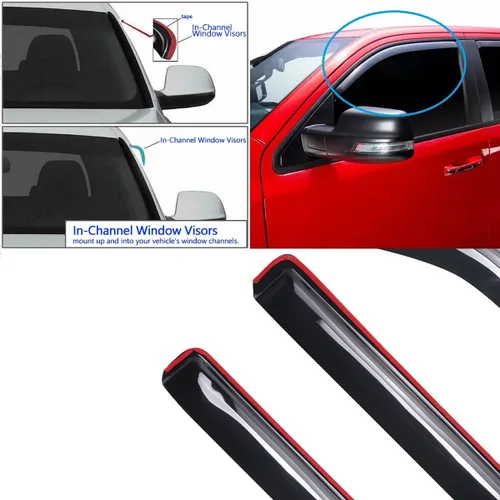 Miniatura 3 de Deflector de viento de ventana lateral para Chevy Silverado/GMC Sierra 1500, 2007-2014 2500HD/3500HD con cabina extendida, juego de 4 protectores