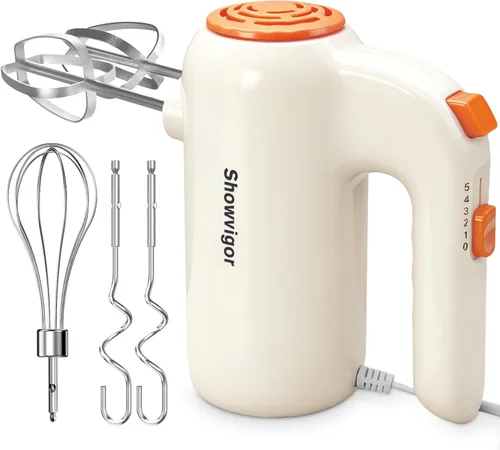 Miniatura 10 de Mezclador de mano eléctrico de mano – Mezclador de cocina portátil de 7 velocidades eléctrico con 5 accesorios de acero inoxidable, batidor