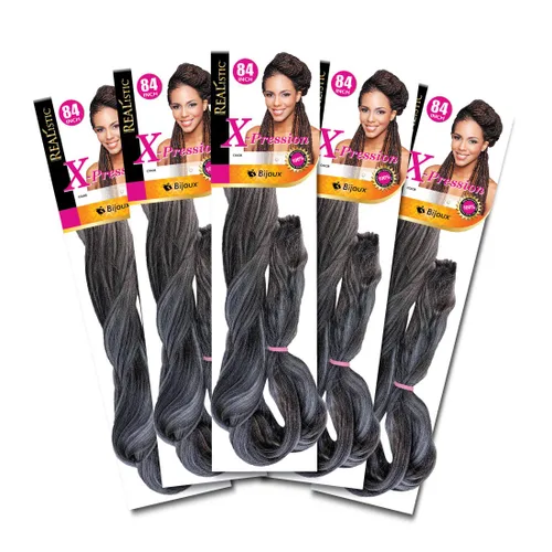 Miniatura 85 de Realistic Trenza original X-Pression 84 pulgadas 100% Kanekalon (paquete de 3, 1) M-61XPRES84