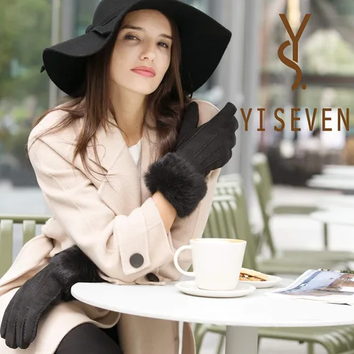 Miniatura 7 de YISEVEN Guantes de piel de oveja merino para mujer