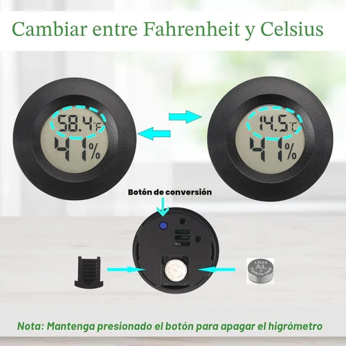 Miniatura 3 de Mini termómetro higrómetro digital medidor de humedad para interiores y exteriores, monitor de humedad para reptiles para invernadero, jardín
