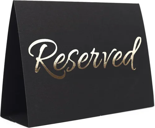 Miniatura 12 de Paquete de 20 letreros de mesa rústicos reservados – Señales reservadas para boda – Carteles de pizarra negra reservados – Accesorios de boda
