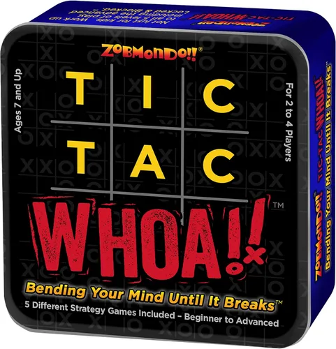 Zobmondo!! Tic Tac Whoa!! Juego de cartas de Tic Tac Toe 5 en 1, divertido para familias y niños
