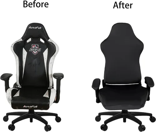 Miniatura 5 de SARAFLORA - Fundas elásticas para silla de computadora para sillón, silla giratoria, silla de juego, silla de computadora (negro, extragrande)