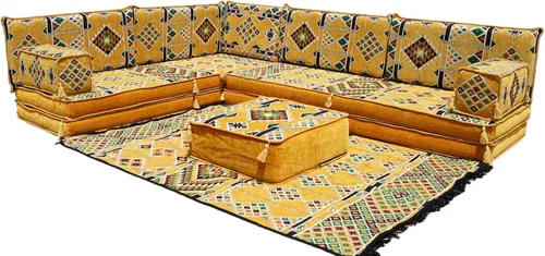 Miniatura 14 de arabicsofa Juego de sofás árabes tradicionales en forma de L - Sofás seccionales marroquíes - Asientos Majlis orientales para sala de estar