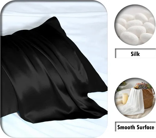 Miniatura 2 de Funda de almohada de seda para cabello y piel, suave, transpirable y sedosa 100% seda Queen, juego de 2, fundas de almohada de seda de morera