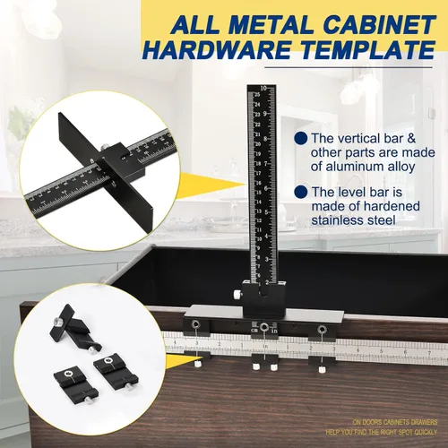 Miniatura 2 de Plantilla de hardware de gabinete, plantilla de mango de gabinete ajustable de metal con orificio de plantilla de perforación de Φ5mm y Φ4mm