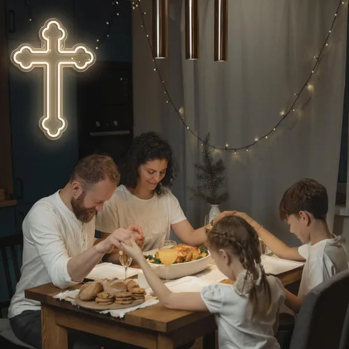 Miniatura 5 de Letreros de neón con cruz de Jesús, luces de pared de neón cruzadas, lámpara de arte colgante para el hogar, habitación, boda, fiesta, decoración