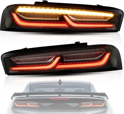 Miniatura 12 de VLAND Conjunto de luces traseras para Chevrolet Camaro 6ª generación 2016-2018 (LS, LT, RS, SS, ZL1), Plug-and-play, señal de giro amarilla, ahumada