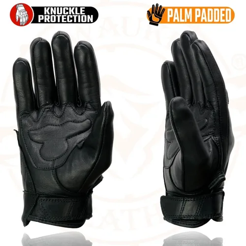 Miniatura 5 de Milwaukee Leather MG7521 - Guantes de cuero negro para hombre con palma acolchada de gel para motocicleta con nudillos protectores recubiertos