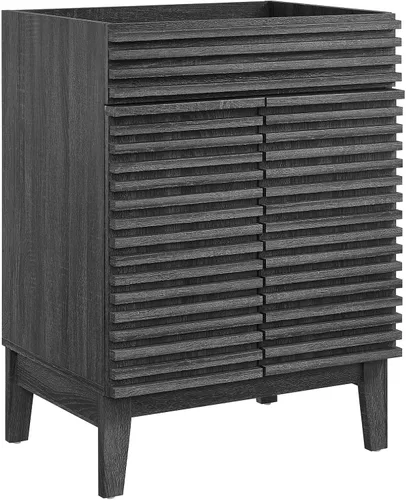 Miniatura 10 de Modway Gabinete de tocador de baño Render en negro - Lavabo no incluido
