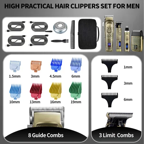 Miniatura 2 de Roziapro Cortapelos profesional – Juego de recortadora de pelo inalámbrica con recortadora de pelo de nariz recargable y afeitadoras eléctricas