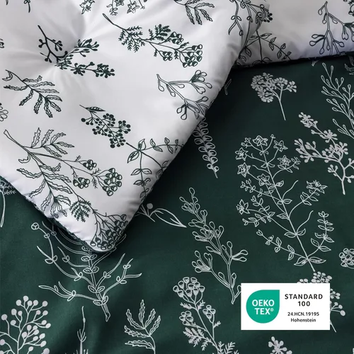 Miniatura 5 de Bedsure - Juego de edredón Queen Esmeralda – Juego de ropa de cama Queen, 3 piezas con ropa de cama floral bonita, 1 edredón reversible suave con 03
