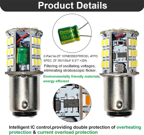 Miniatura 4 de GRV Ba15d 1142 1076 Bombilla LED 4W 56-2835SMD Super Brillante AC/DC 12V-24V 40W de Reemplazo Halógeno para Luces Interiores de RV, Remolque