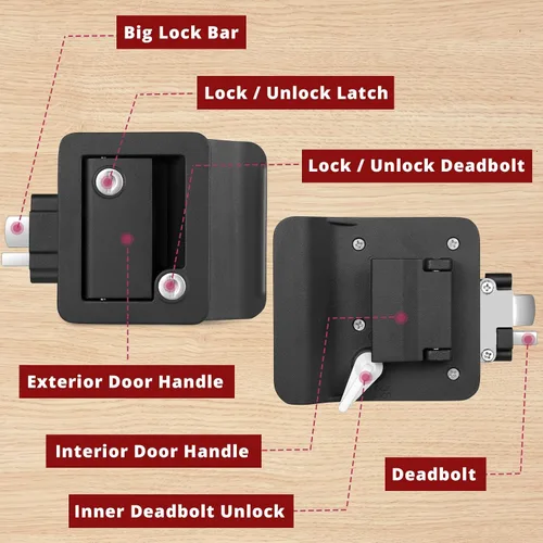 Miniatura 4 de Cerradura de puerta de entrada para RV, 100% cerradura de metal para caravana, pestillo de puerta para remolque de viaje, kit de reemplazo