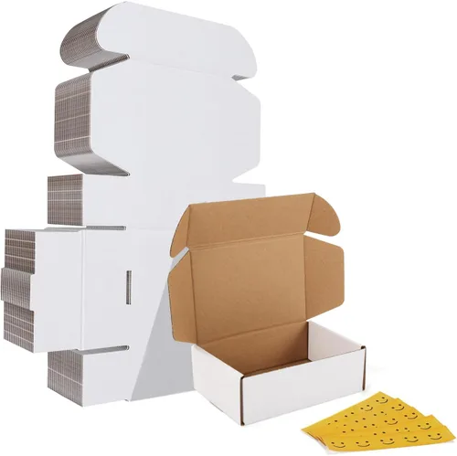 Miniatura 17 de HORLIMER - Cajas de envío pequeñas de 7x5x2, conjunto de 50, caja de cartón corrugado blanca para envío de correspondencia