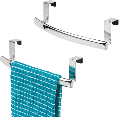 Miniatura 15 de mDesign Barra Curva de Toallas sobre Puerta de Acero, Colgador para Armario o Mueble, Soporte para Cocina, Baño - Sostiene Toallas de Mano/Platos