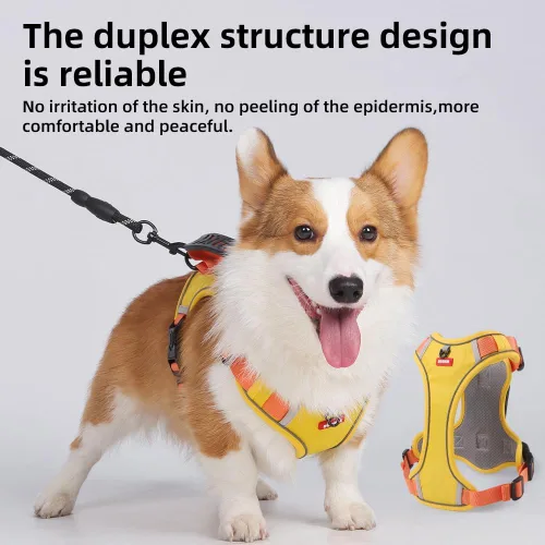 Miniatura 3 de Arnés para perro sin tirones con bolsillo para rastreador GPS, 2 clips ajustables para correa, acolchado suave transpirable, reflectante, sin