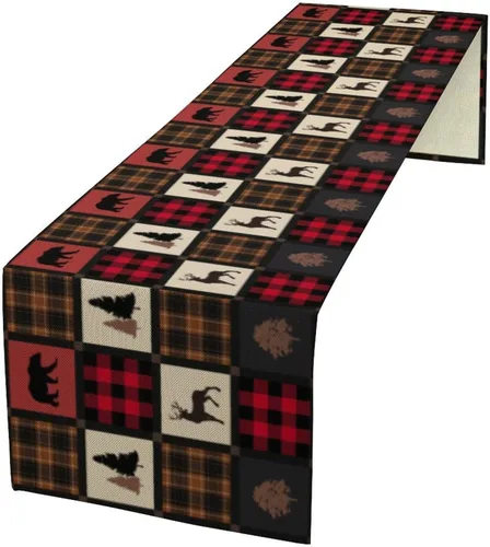 Miniatura 35 de Camino de mesa con estampado de vaca, camino de mesa estilo occidental con estampado de cuero de vaca en blanco y negro, decoración de mesa