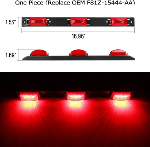 Miniatura 2 de iJDMTOY - Barra de luz LED para camiones y remolque con 3 lámparas, compatible con Ford F-150 F-250 F-350 F-450 Dodge RAM 1500 2500 3500 Chevy