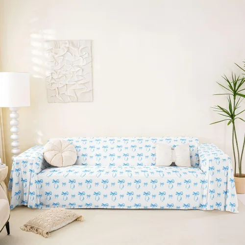 Miniatura 21 de Erosebridal Fundas de sofá con lazo de princesa de 71 x 91 pulgadas, fundas de sofá con lazo de lazo, protector de sofá de princesa