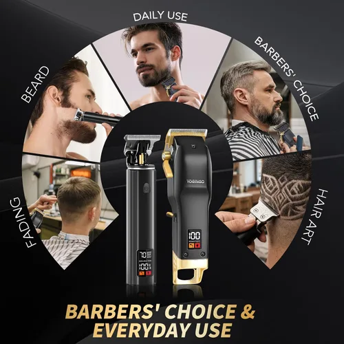 Miniatura 3 de YOGINGO Cortadora de pelo profesional para hombres, kit de corte de pelo de peluquero inalámbrico, juego de aseo recargable, regalo para hombres