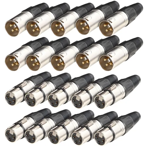 Miniatura 7 de Conectores XLR, 3 pines XLR macho y hembra con carcasa de metal y contactos de cobre chapado en oro, cable de micrófono, conector de audio