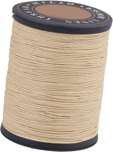 0.022 in de diámetro 492.1 ft de longitud beige redondo lino encerado cordón de costura de cera hilo de costura para cuero DIY hecho a mano