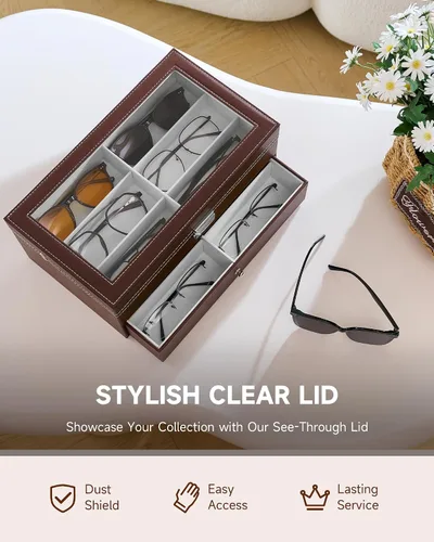 Miniatura 27 de Caja para anteojos de Co-z, organizador de anteojos, caja de almacenamiento con visualización