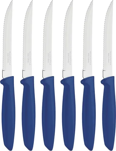 Miniatura 12 de Tramontina 23498054 - Juego de 6 cuchillos de cocina dentados con frutas y tomates, pelador de verduras, acero inoxidable, multiusos, punta Negro
