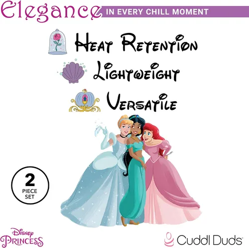 Miniatura 2 de Cuddl Duds Conjunto de ropa interior térmica para niñas, diseños de Frozen, Princesas Disney y Star Wars, capa base larga John para niños