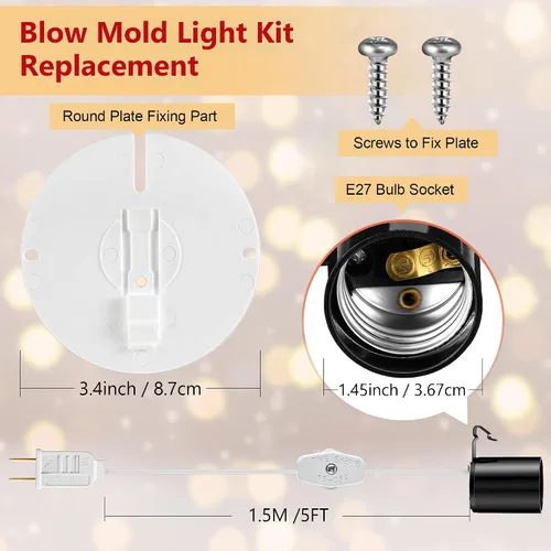 Miniatura 3 de Meonum Kit de Luz de Repuesto para Molde Soplado, Kit de Cable de Luz Individual E27 E26 con Interruptor Fusible Enchufe, para Decoraciones de Casa