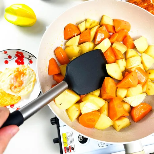 Miniatura 6 de KLAQQED Juego de 3 espátulas de silicona resistentes al calor para utensilios de cocina antiadherentes, espátulas de plástico para wok, espátula