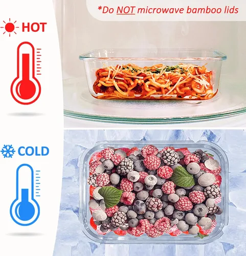 Miniatura 8 de EcoPreps Recipientes de vidrio para preparar comida con tapas de bambú (paquete de 3) - 100% libres de plástico, contenedores de almuerzo