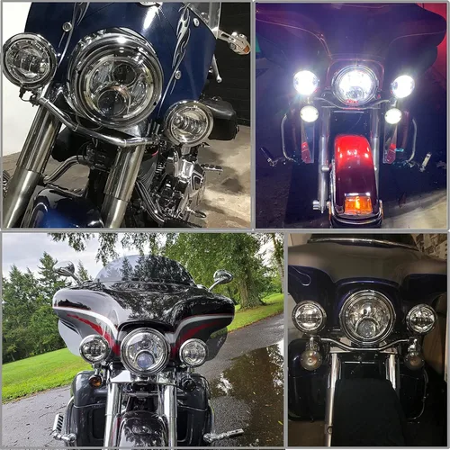 Miniatura 5 de AlyoNed Faro delantero LED para motocicleta de 7 pulgadas 4.5" Luces antiniebla DOT Kit Compatible con Harley Davidson Fat Boy Street Glide Heritage