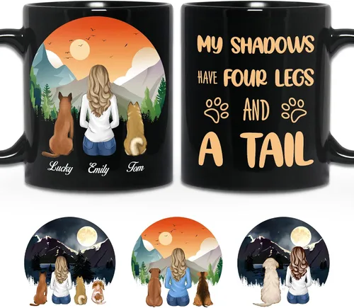 Miniatura 24 de WHIDOBE Taza personalizada de perro (niña – perro) personalizada de 11 onzas, 15 onzas con avatares, nombres, razas – Taza «Dog Mom» para mujeres