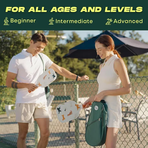 Miniatura 6 de Juego de 2 palas de pickleball Goat, incluye 4 bolas para interiores y exteriores y bolsa de viaje, juego de raquetas de pickleball de fibra
