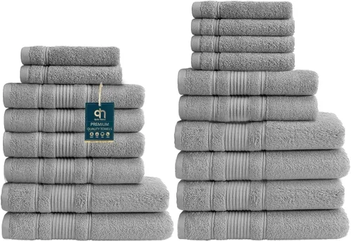 Miniatura 32 de Juego de 4 toallas de baño, 100% algodón turco prémium, toallas turcas de alta calidad para baño, de secado rápido, suaves y absorbentes, incluye 4