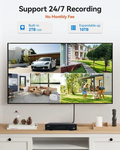 Miniatura 5 de LongPlus Cámara de seguridad Poe 4K-UHD de 8MP, funciona con NVR, cámara bala con cable, visión nocturna a color, focos LED, alarma de luz