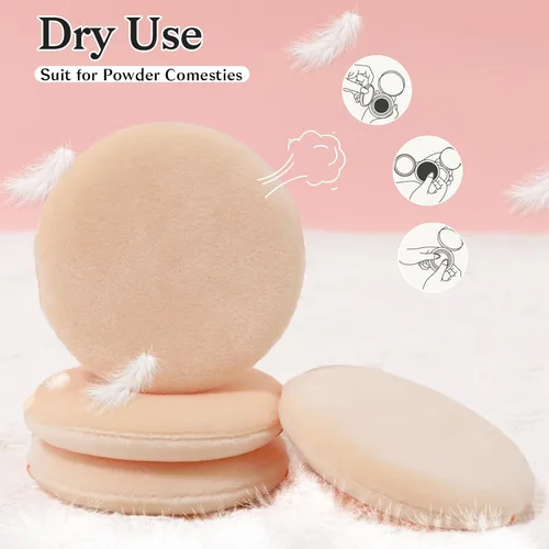 Miniatura 6 de 10 esponjas de base para polvo facial, 2.36 pulgadas para base de terciopelo, aplicador de algodón puro, almohadillas de maquillaje cosmético