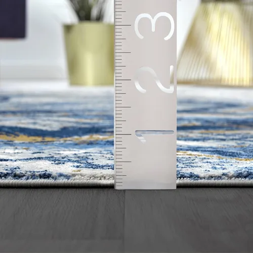 Miniatura 2 de Abani Regal Collection - Alfombra de área con diseño de mármol azul/gris, 8 x 10 pies, fácil de limpiar, duradera para niños y mascotas, lavable
