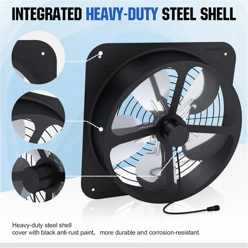 Miniatura 7 de ECO-WORTHY - Kit de ventilador solar para ático de 50 W, panel solar plegable de 50 W y ventilador DC de 35,56 cm con motor de 40 W para ventilación