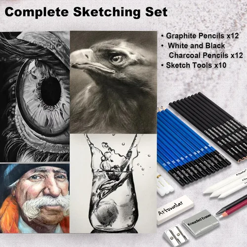 Miniatura 4 de Artownlar Juego de 72 bocetos de dibujo con cuaderno de bocetos de 8 x 11 Kit de suministros de arte profesional para artistas, adultos