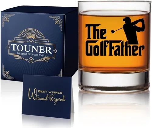 TOUNER Vasos de whisky The GolfFather - Divertidos regalos de golf para hombres, regalos de broma para beber, amantes del golf