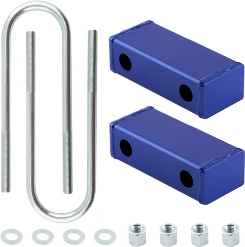 Miniatura 9 de Kit de bloque de bajada de 3 pulgadas y kit de pernos en U para Chevy C10 trasero 1960-1972 Kit de bloque de bajada de resorte de hoja