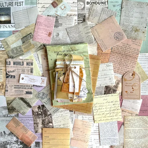 200 hojas de boletos de periódico vintage, papel para álbumes de recortes, suministros para álbumes de recortes, pósteres de manualidades, papel de