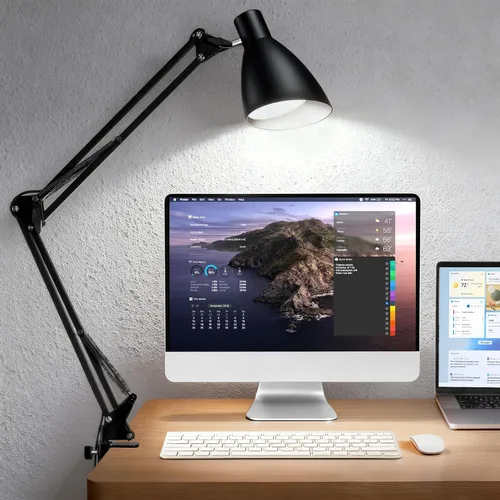 Miniatura 8 de Lámpara de escritorio con brazo oscilante con abrazadera, brazo ajustable con abrazadera LED en lámparas de escritorio con 5 modos de color y 10