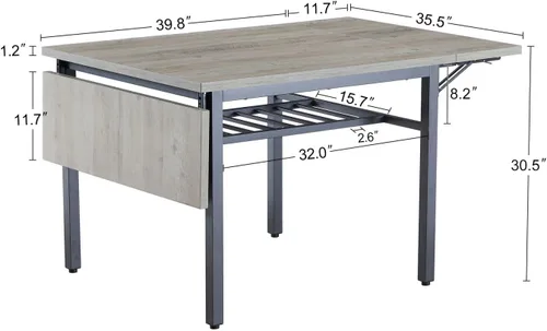 Miniatura 2 de KEVINSPACE Mesa de comedor plegable de 63.2 pulgadas, mesa de comedor extensible de madera MDF, mesa de comedor de hojas colgantes de madera