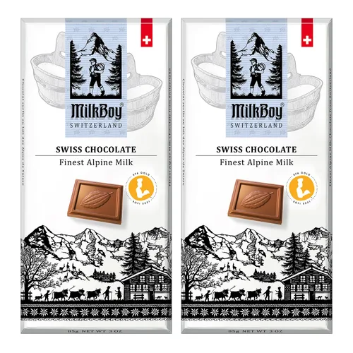 Barritas de chocolate Milkboy Swiss Chocolates - Chocolate premium suizo de leche alpina - Chocolates suaves europeos de leche en regalo - Cacao